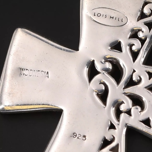 LOIS HILL Abalone Mosaic Inlay Yin Yang Baltic Cross & Sterling Silver Necklace - Picture 7 of 10